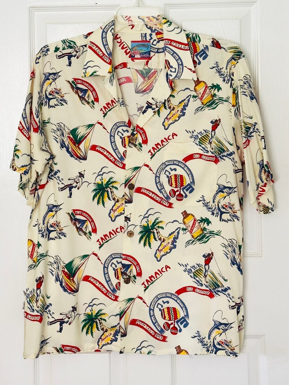 Joe Kealoha's Genuine Hawaiian Shirt 1990s Jamaica Motif Medium